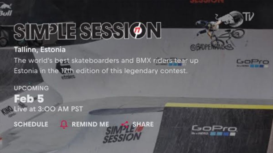 Watch Simple Session BMX Street and BMX Park Finals live on Sunday 5 Feb