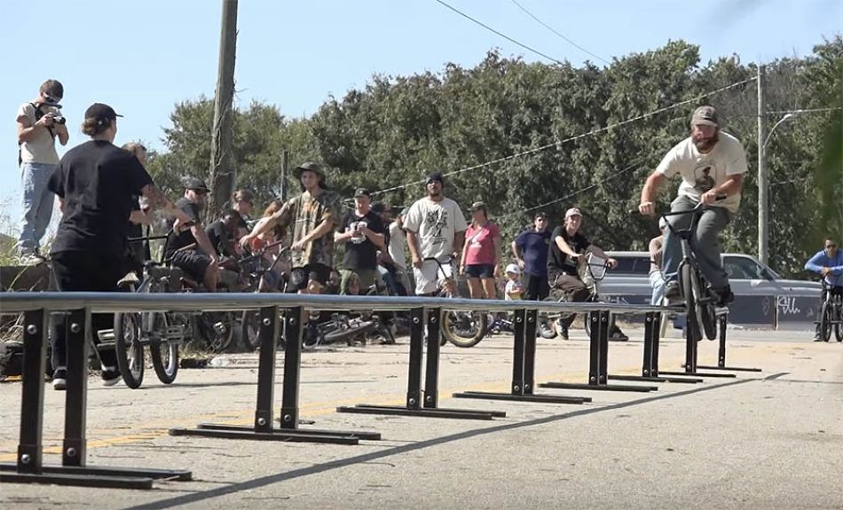 Is this the world&#039;s longest grind rail? - POWERS BMX JAM