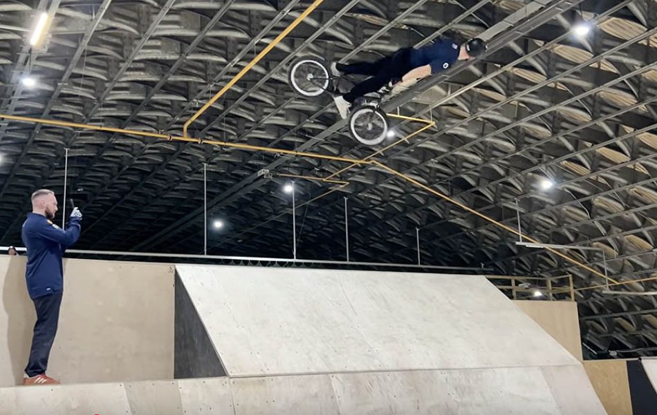 RIDING BMX IN SECRET SKATEPARK - RAF PLANE HANGER By Kaine Mitchell BMX