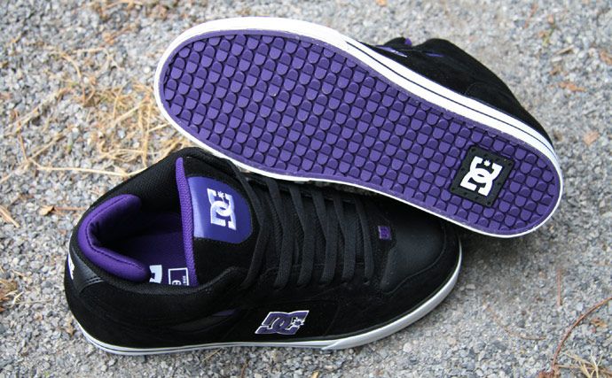 black and purple dc shoes